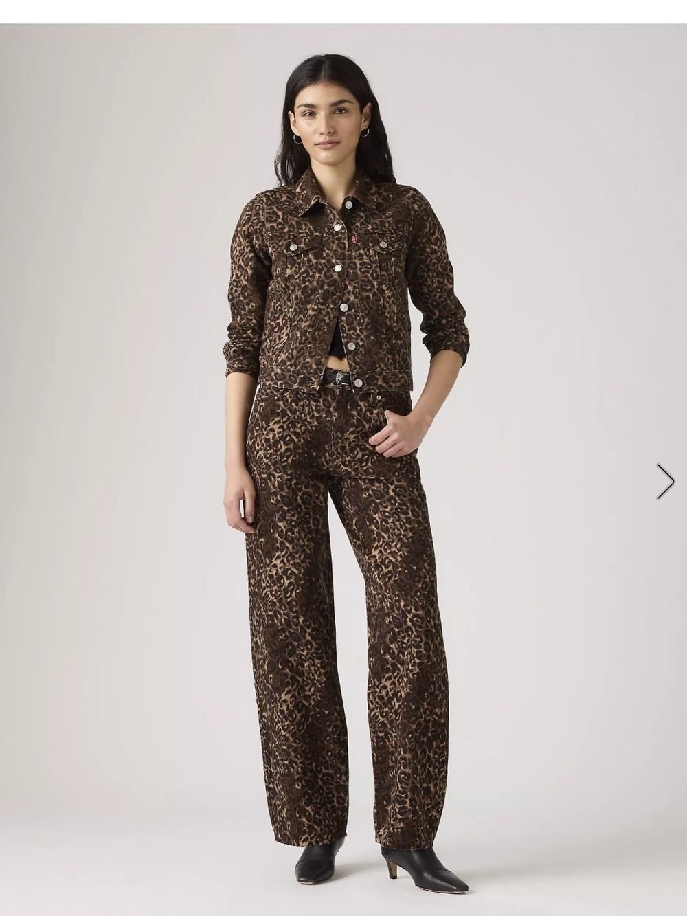 Levi's Brown Leopard Print Batrel Wide-Leg Pants